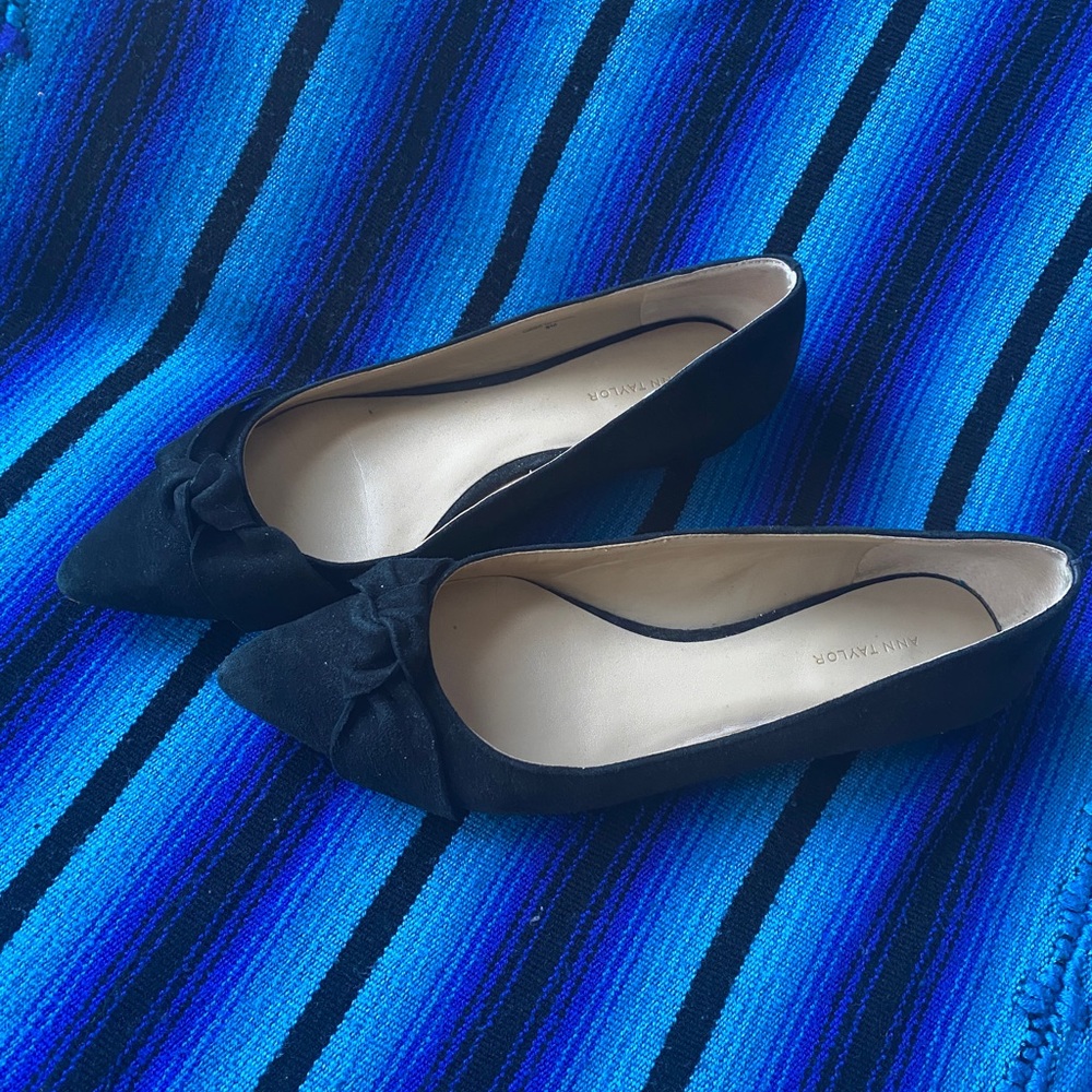 Ann Taylor “Camryn” black suede flats